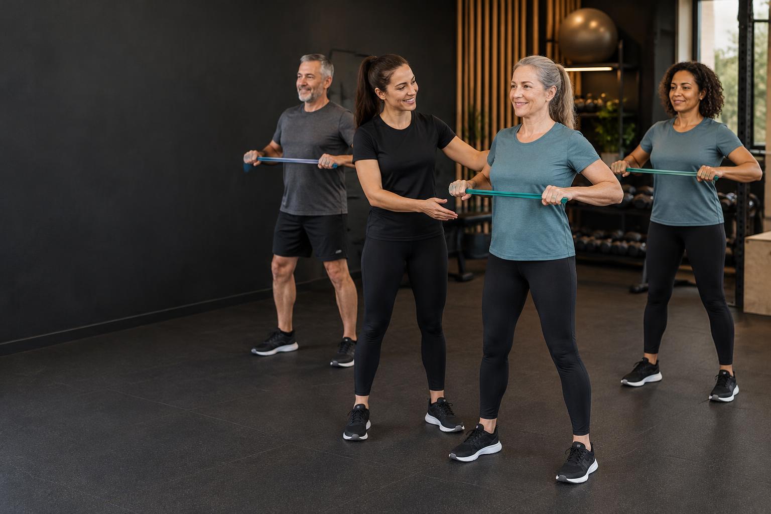 Kleine Gruppe beim Rückentraining ohne EMS
